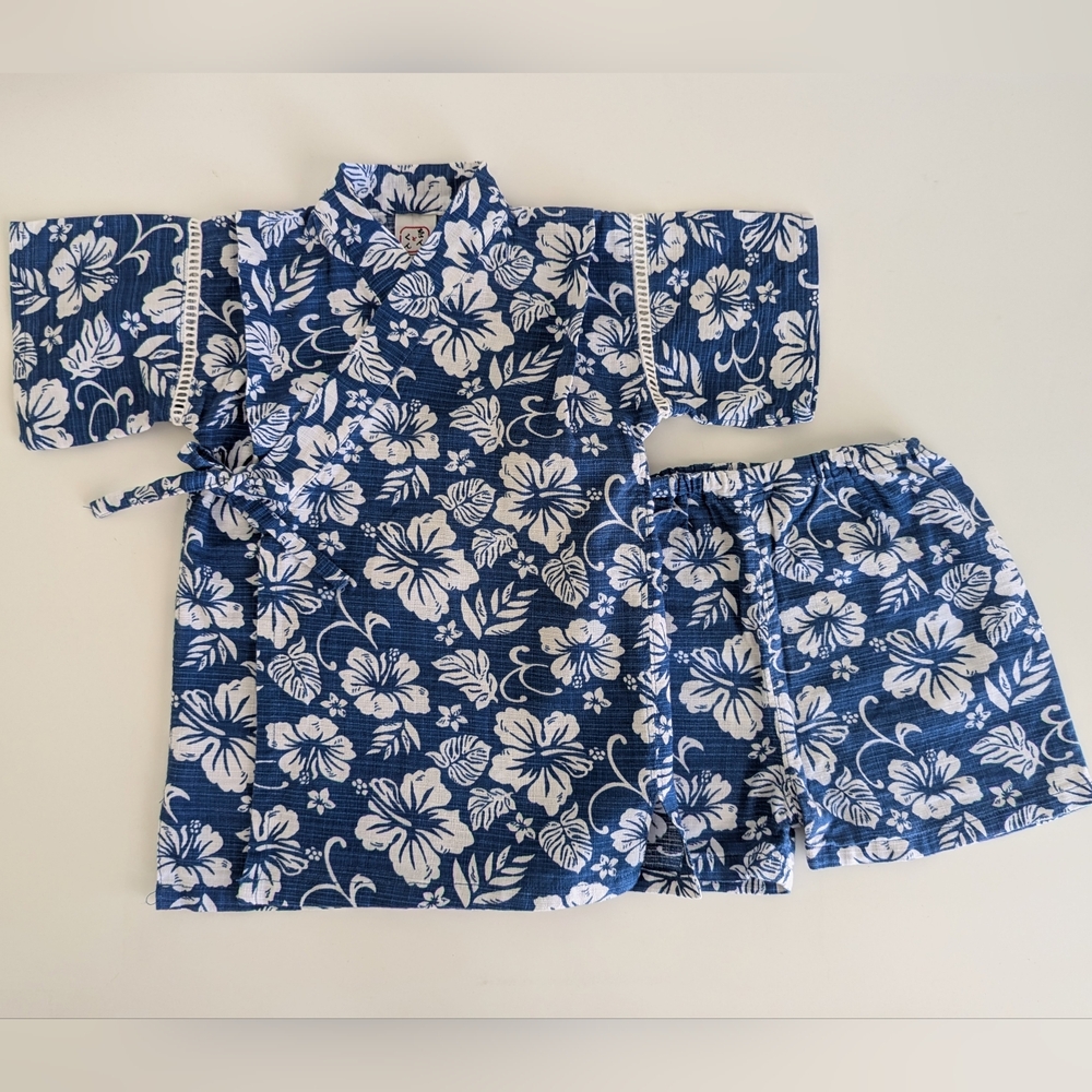 Baby Yukata Set Japanese Kimono 18-24 Months Ceremony Hibiscus Okinawa - Picture 3 of 14